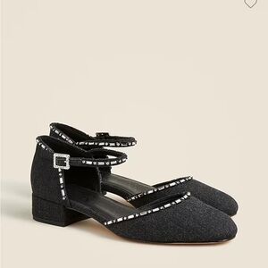 NWOT J. Crew Teagan ankle-strap pump flats with crystals